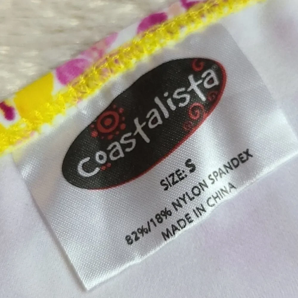 Coastalista Floral Bikini Swimsuit Set Girls Yellow Pink Ruffle Swimwear 4 6